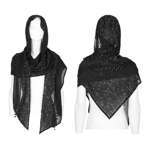 Starry Print Hooded Scarf - Image 5