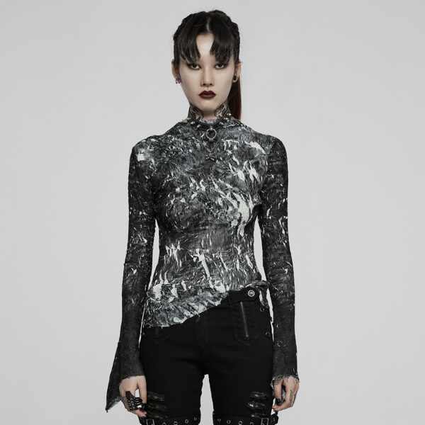 Punk Rave Crimped Texture Long Sleeve T-Shirt