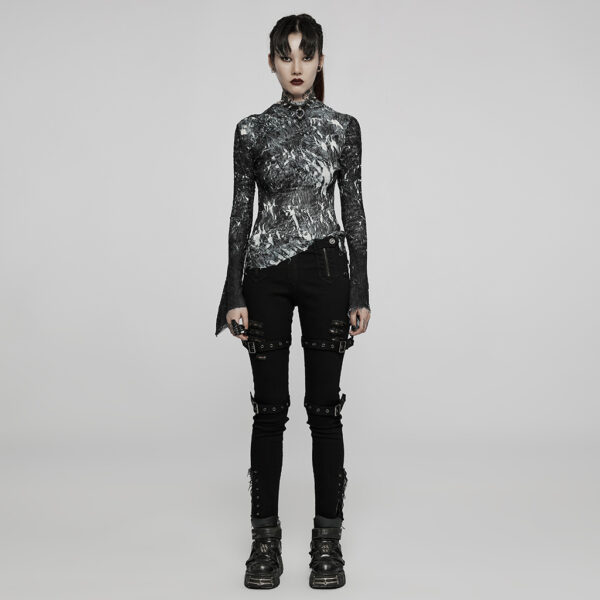 Punk Rave Crimped Texture Long Sleeve T-Shirt - Image 4