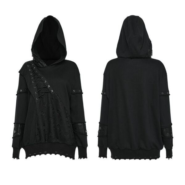 Loose Fit Buckle Elastic Knit Fabric Hoodie - Image 5