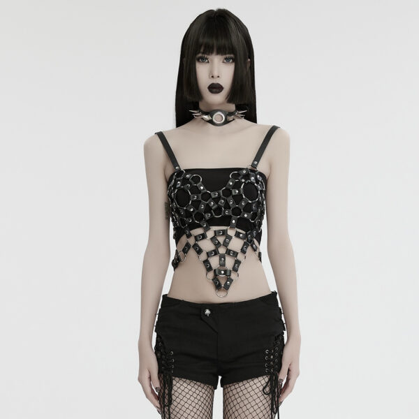 Punk Rave Adjustable Straps PU Crop Top