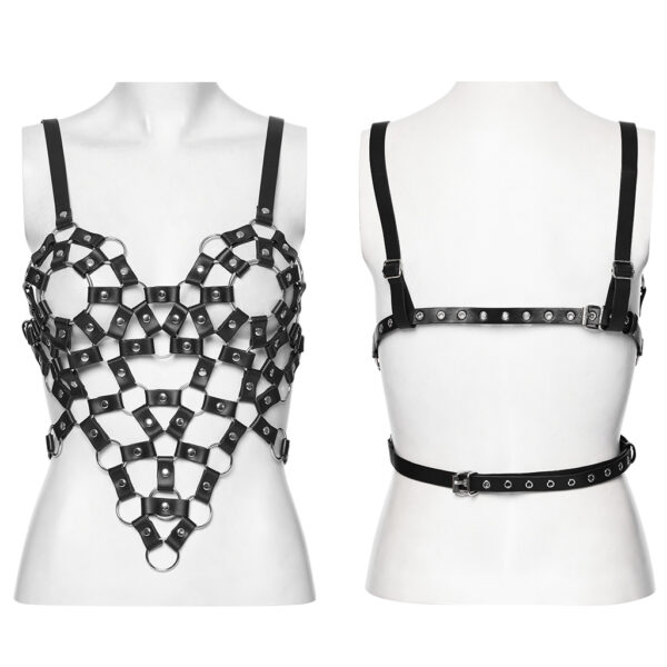 Punk Rave Adjustable Straps PU Crop Top - Image 5