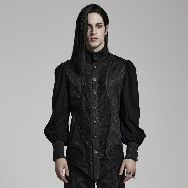 Gothic Lantern Sleeve Stand Collar Shirt