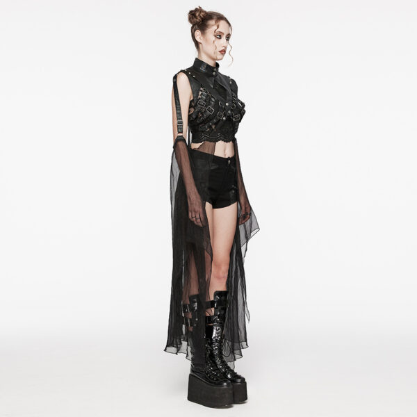 Punk Tip Rubberized Design And Chiffon Fabric Visual Cloak - Image 2