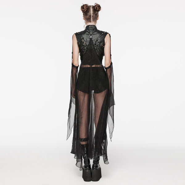 Punk Tip Rubberized Design And Chiffon Fabric Visual Cloak - Image 3