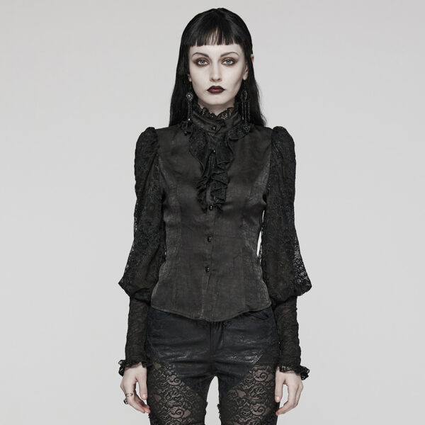 Gothic Lantern Sleeve Design Lace Shirt