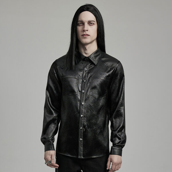 Rubberized Minimalist Fitted Goth Shirt