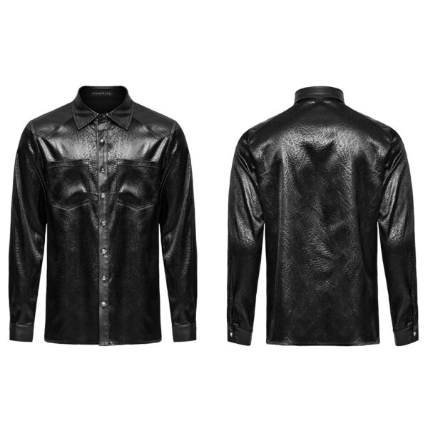 Rubberized Minimalist Fitted Goth Shirt - Image 5