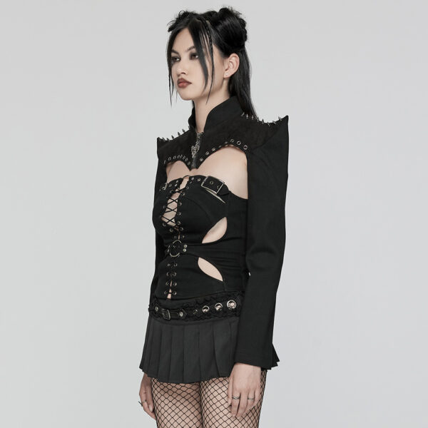 Punk Sharp Spikes Textured Short Jacket - Image 2