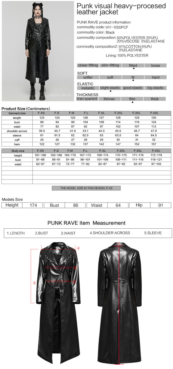 Layered Lapel Design Punk Visual PU Jacket - Image 10