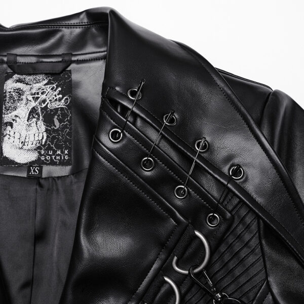 Layered Lapel Design Punk Visual PU Jacket - Image 9