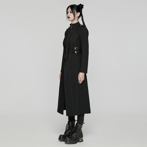 Punk Goth Denim Chain Long Coat - Image 2