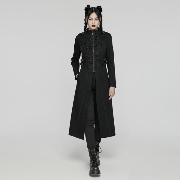 Punk Goth Denim Chain Long Coat - Image 4