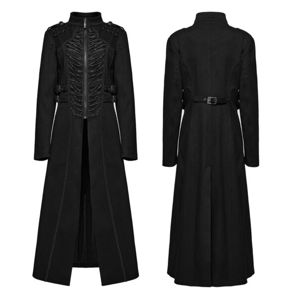 Punk Goth Denim Chain Long Coat - Image 5