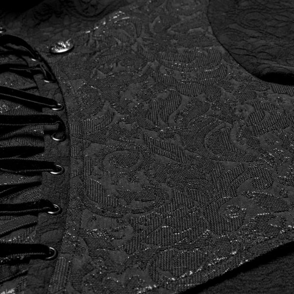 Woven Patterned Glossy Jacquard Fabric Goth Structured Shirt - Image 7