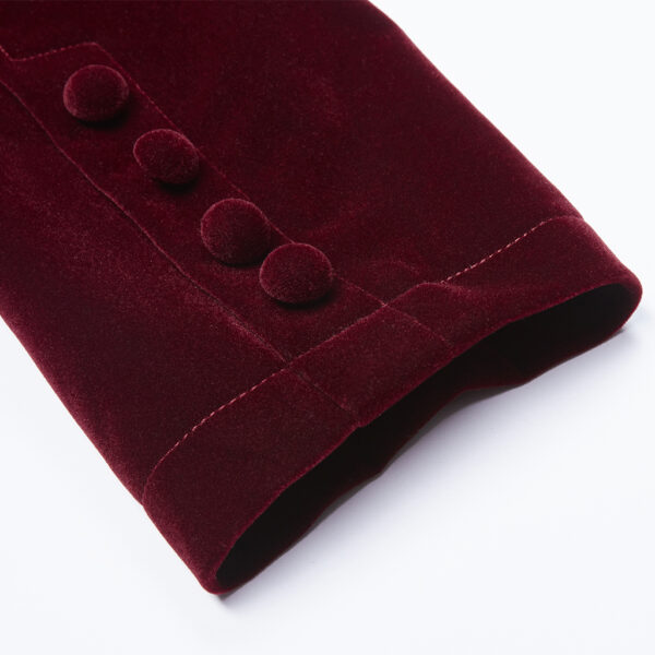 Goth Mid Length Red Velvet Coat - Image 7