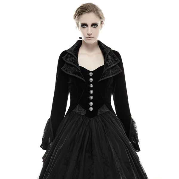 Gothic Elegant Lace Velvet Long Dress Coat - Image 4