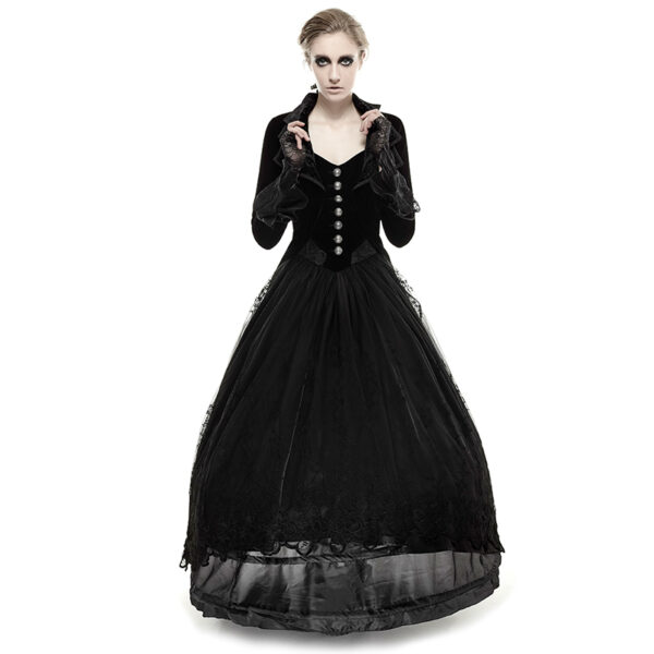 Gothic Elegant Lace Velvet Long Dress Coat