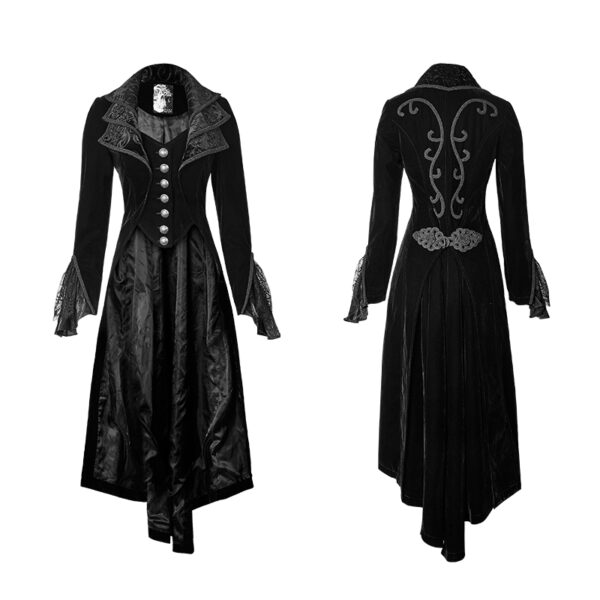 Gothic Elegant Lace Velvet Long Dress Coat - Image 5