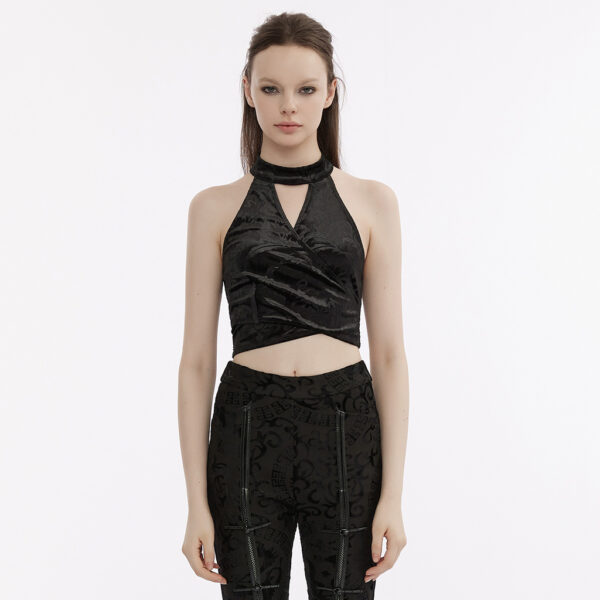 Punk Rave Chinese Style Velvet Embossed Tank Top