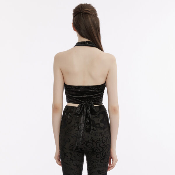 Punk Rave Chinese Style Velvet Embossed Tank Top - Image 3