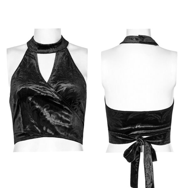 Punk Rave Chinese Style Velvet Embossed Tank Top - Image 5