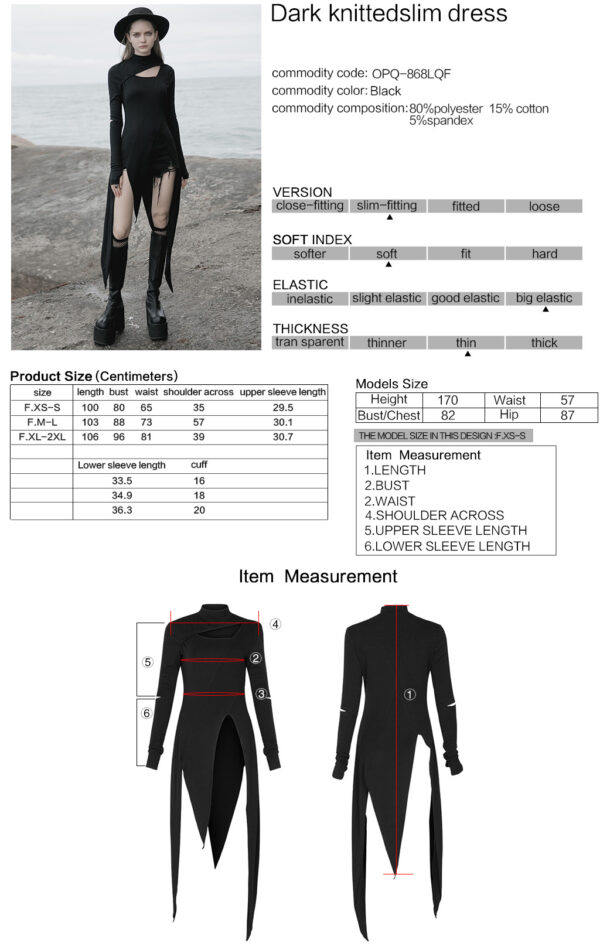 Punk Rave Asymmetrical Design Knitted Slim Dress - Image 10