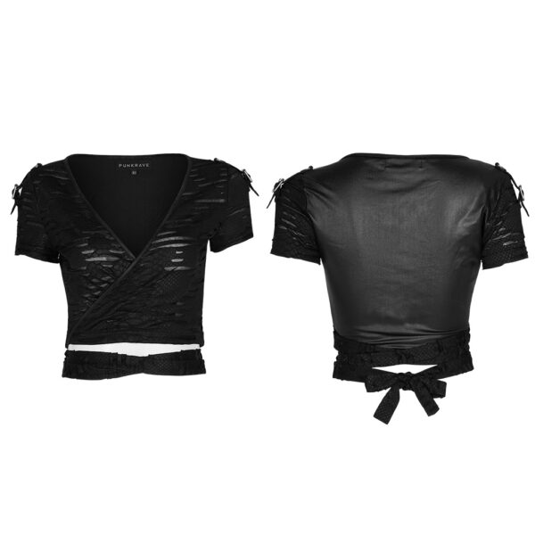 PUNK RAVE Bandage Short Sleeve Punk T-Shirt - Image 5