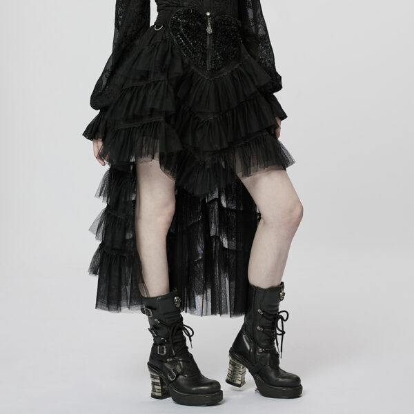 Lolita Ruffed Layered Tulle Splicing Punk Skirt - Image 2