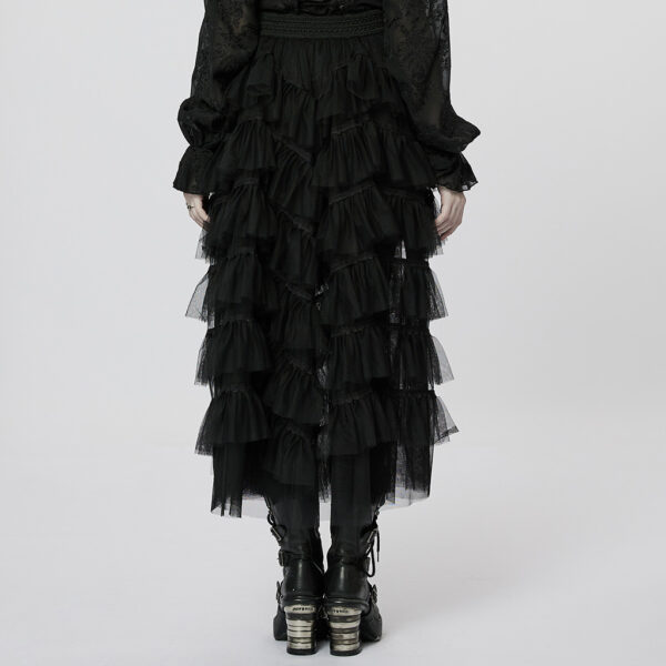 Lolita Ruffed Layered Tulle Splicing Punk Skirt - Image 3