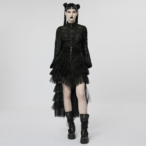 Lolita Ruffed Layered Tulle Splicing Punk Skirt - Image 4