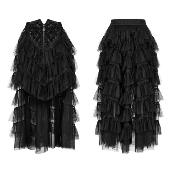 Lolita Ruffed Layered Tulle Splicing Punk Skirt - Image 5