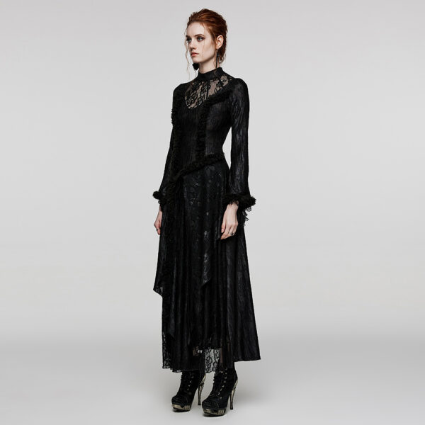 PUNK RAVE V-Shaped Multiple Layers Lace Goth Long Dress - Image 2