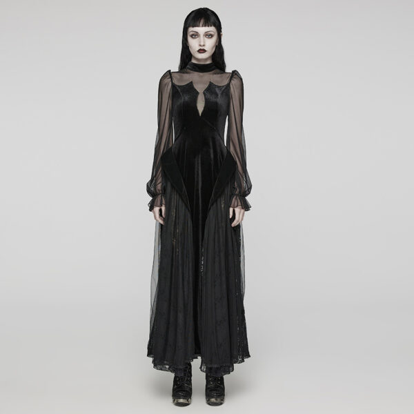 Punk Rave Velvet Mesh And Lace Gothic Dress