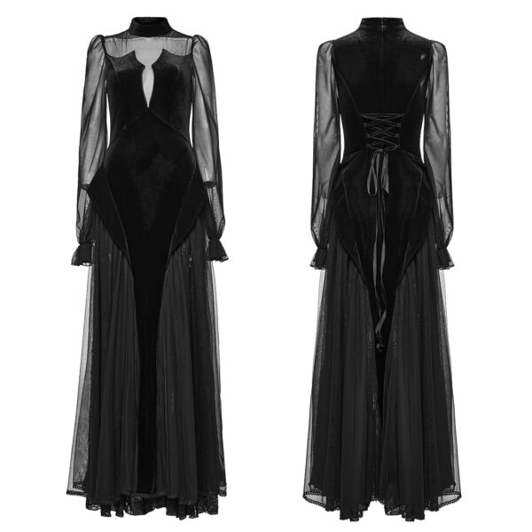 Punk Rave Velvet Mesh And Lace Gothic Dress - Image 5