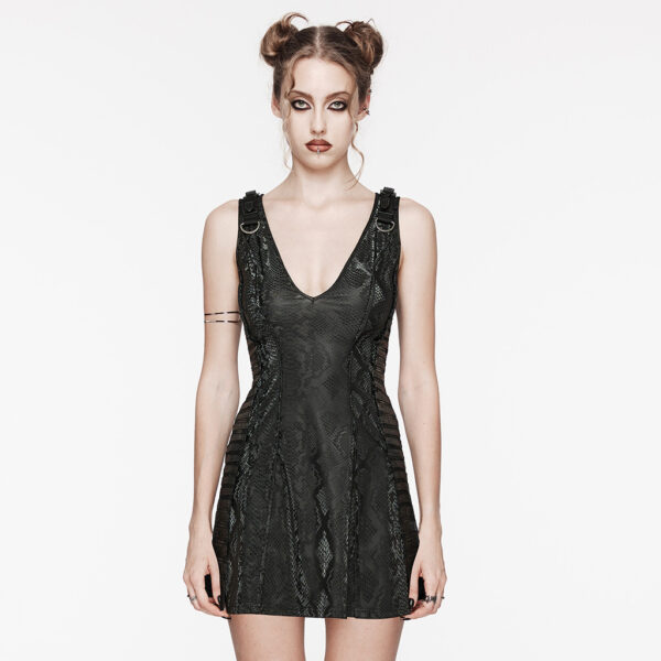 Punk Rave Webbing Loop Mesh Punk V-Neck Dress