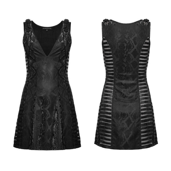 Punk Rave Webbing Loop Mesh Punk V-Neck Dress - Image 5