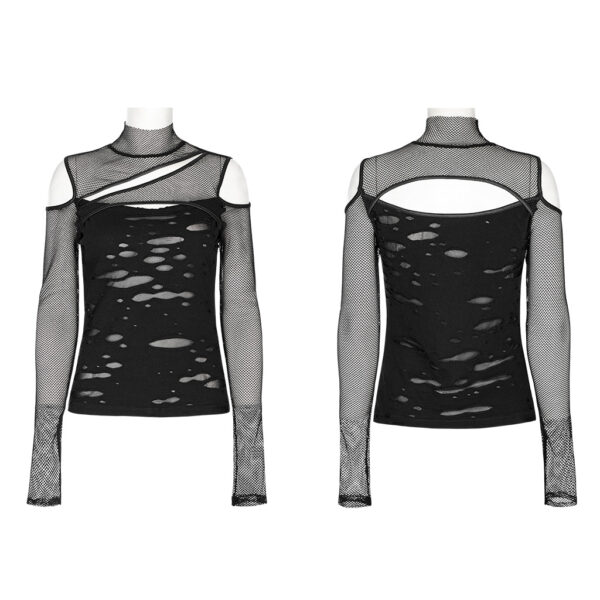 PUNK RAVE Gothic Mesh Long Sleeve Knitted Top - Image 5