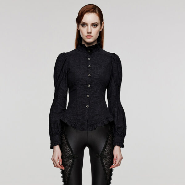 Punk Rave Gothic Jacquard Puff Sleeves Blouse