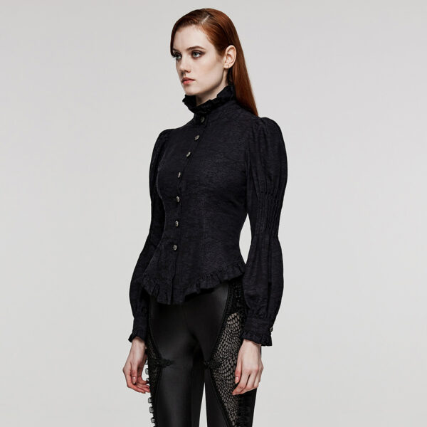 Punk Rave Gothic Jacquard Puff Sleeves Blouse - Image 2