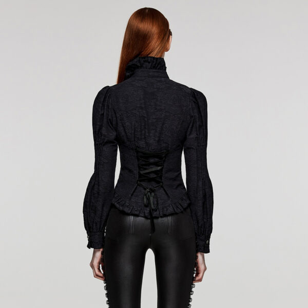 Punk Rave Gothic Jacquard Puff Sleeves Blouse - Image 3