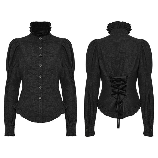 Punk Rave Gothic Jacquard Puff Sleeves Blouse - Image 5