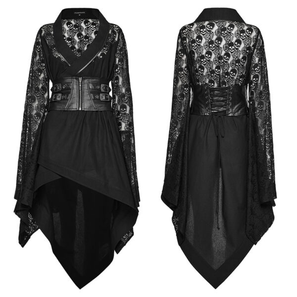 Punk Rave Skull And Rose Pattern Lace Punk Kimono - Image 5