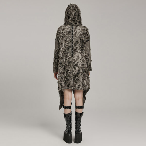 Punk Rave Loose Long Decayed Trench Coat - Camo - Image 3