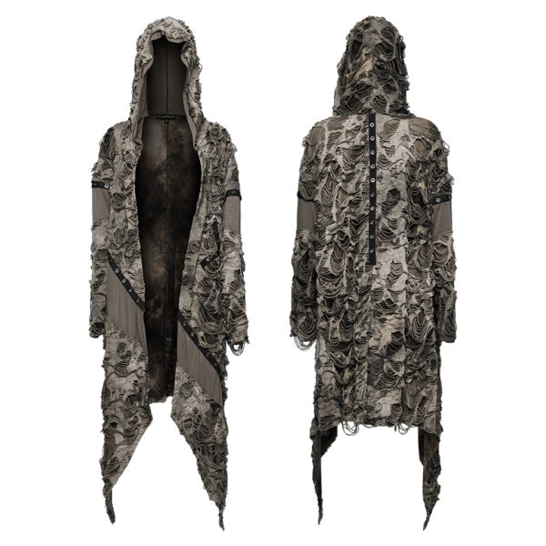 Punk Rave Loose Long Decayed Trench Coat - Camo - Image 5