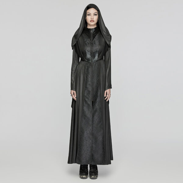 Adjustable Drawstring Gothic Hooded Coat