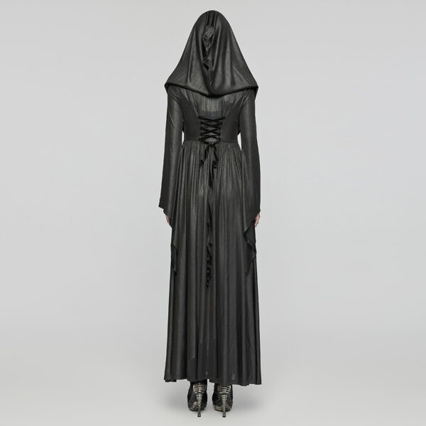 Adjustable Drawstring Gothic Hooded Coat - Image 3