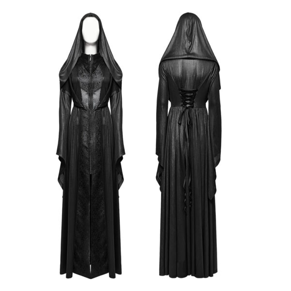 Adjustable Drawstring Gothic Hooded Coat - Image 5