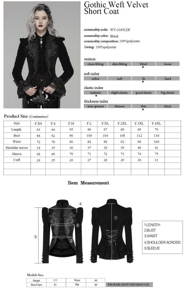 Punk Rave Exquisite Gothic Lace Decoration Velvet Jacket - Image 9