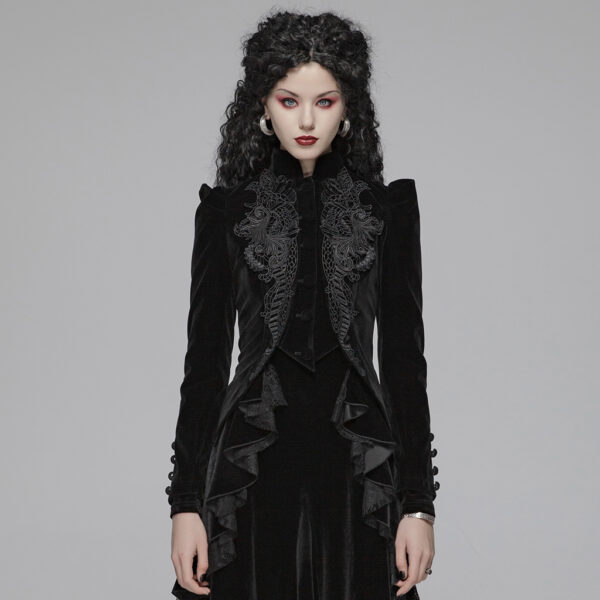 Punk Rave Exquisite Gothic Lace Decoration Velvet Jacket